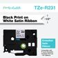 Brother P-touch Embellish Black Print on White Satin Ribbon 12mm, , large