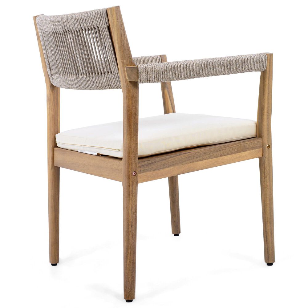Hearth and Haven 5-Piece Outdoor Dining Set with Cream Cushion in Light Teak, , large