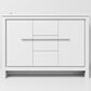 Lexora Home Lafarre 48" Double Bathroom Vanity in White with 2 cm White Cultured Marble Top and Rectangular Sinks, , large