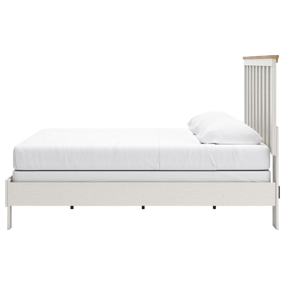 Ashley Linnocreek 4-Piece King Bedroom Set in White and Warm Brown, , large