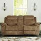 Signature Design by Ashley Huddle Double Reclining Loveseat with Console in Nutmeg, , large