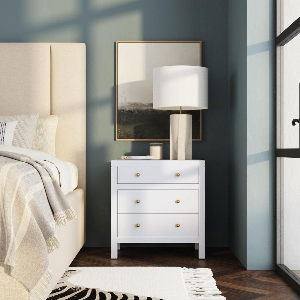 Butler Specialty Company Nora 3 Drawer Nightstand in Textured White, , large
