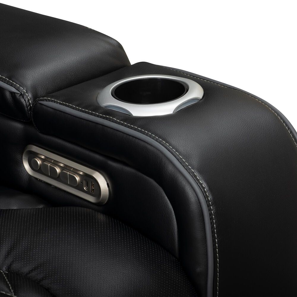 Titanic Furniture All Star Power Reclining Loveseat with Power Headrest in Black, , large