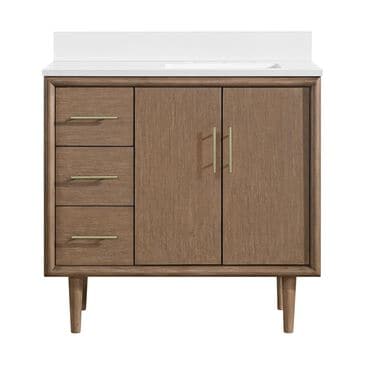 37B Mertola 36" Single Bathroom Vanity Cabinet in Walnut Drift with White Composite Stone Top and Backsplash, , large