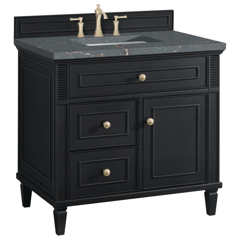 James Martin Vanities Lorelai 36" Single Vanity in Black Onyx with 3 cm Parisien Bleu Quartz Top, , large