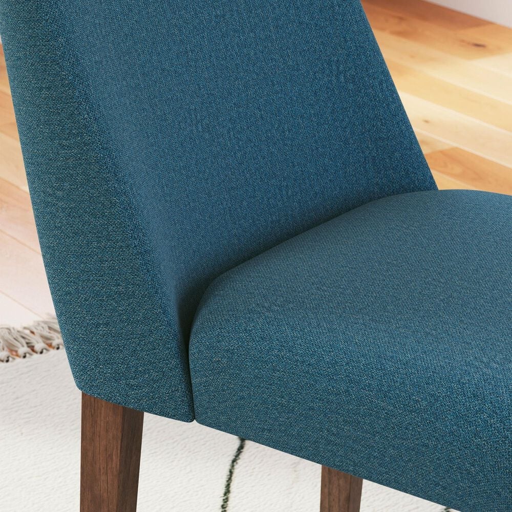 Ashley Lyncott Side Chair with Blue Cushion in Brown, , large