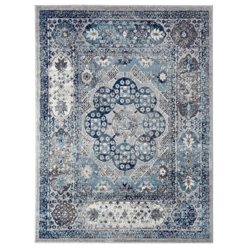 Amer Rugs Alexandria 2" x 3" Gray and Sea Blue Area Rug, , large
