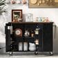 HOMLUX 55" Farmhouse Kitchen Island with Power Outlet in Black, , large