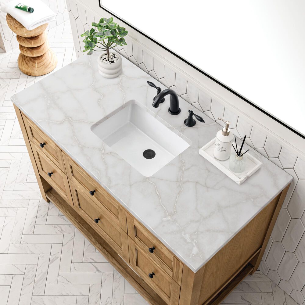James Martin Vanities Breckenridge 48&quot; Single Bathroom Vanity in Light Natural Oak with 3 cm Victorian Silver Quartz Top and Rectangular Sink, , large