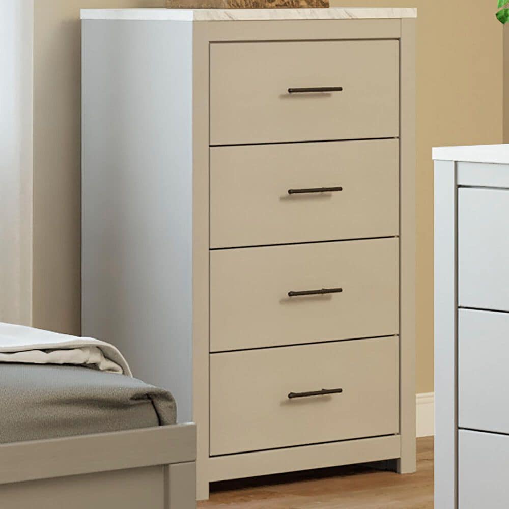 Ashley Cottonburg 4 Drawer Chest in Light Gray and White, , large