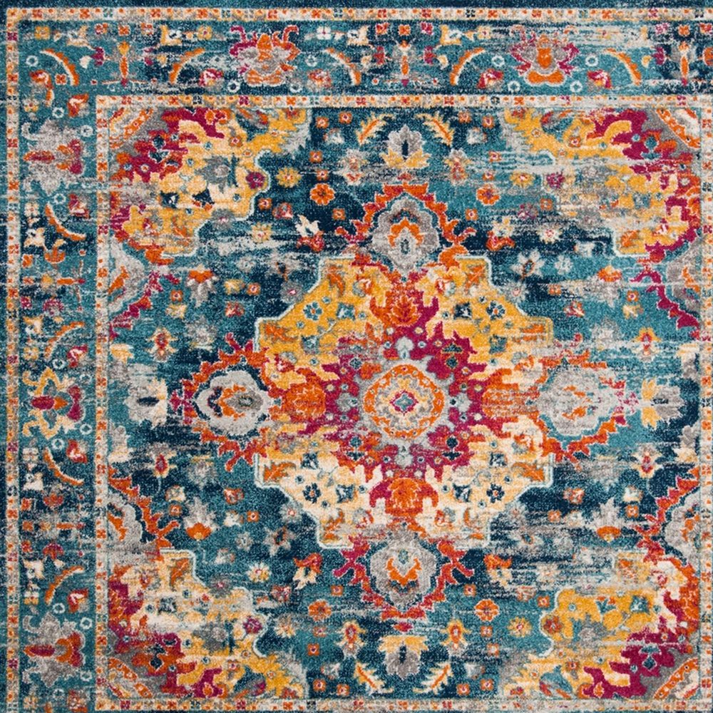 Safavieh Madison MAD154L 5&#39;3&quot; x 7&#39;6&quot; Teal and Fuchsia Area Rug, , large