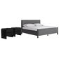 Urban Home Elora Queen Upholstered Bed with Two Nightstand in Jet Black, , large