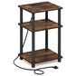 HOMLUX 3-Tier Turn-N-Tube End Table with Charging Station in Amber Pine and Black, , large