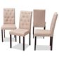 Baxton Studio Gardner Side Chair with Beige Upholstered in Dark Brown (Set of 4), , large