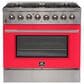 Forno Galiano 36" Freestanding Dual Fuel Range in Red and Stainless Steel, , large