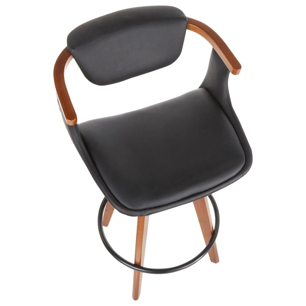 Lumisource Oracle Swivel Counter Stool with Black Cushion in Walnut and Black, , large