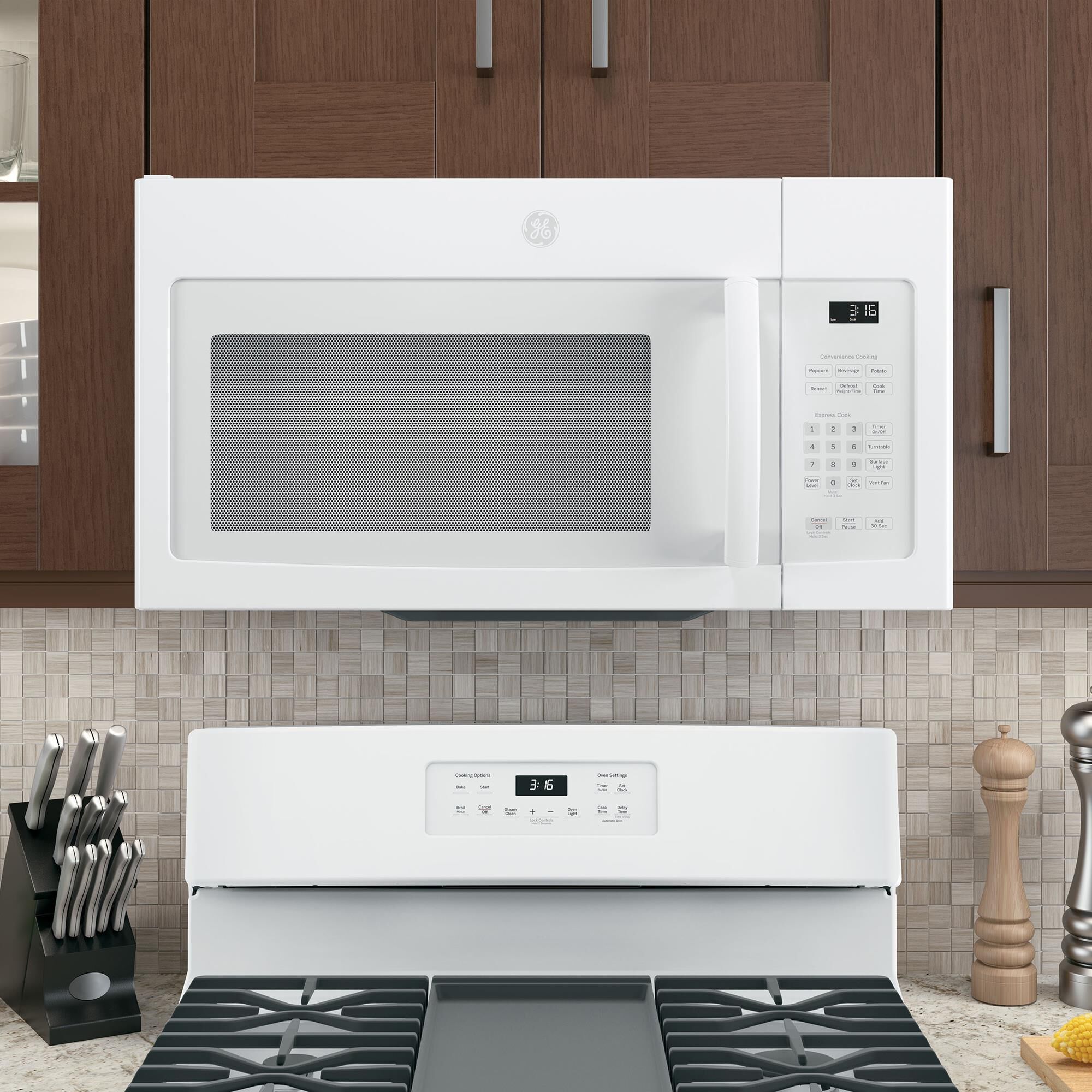 Ge over stove microwave white sale