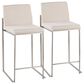 Lumisource Fuji High Back Counter Stool with Beige Fabric Cushion in Stainless Steel (Set of 2), , large
