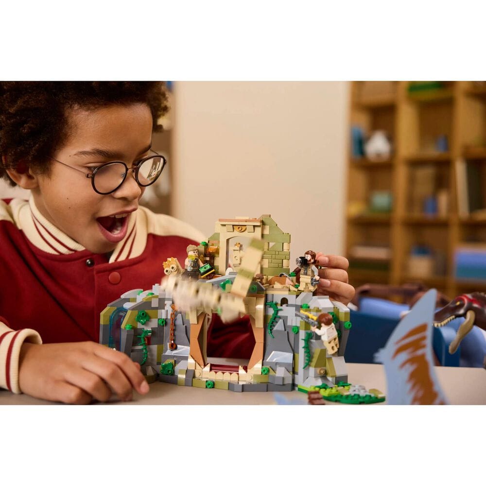 LEGO Jurassic World - Spinosaurus with Quetzalcoatlus Air Mission Building Set in Pearl Gold, Olive Green and Dark Orange, , large
