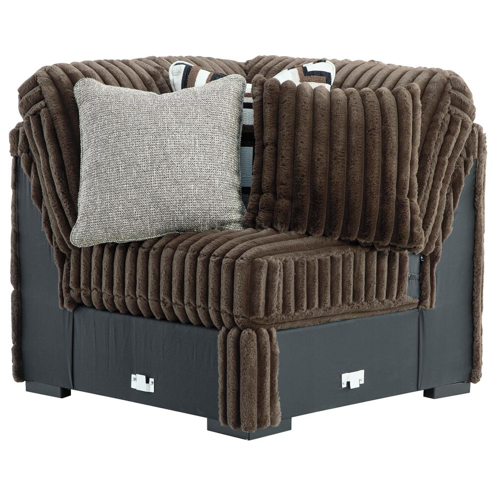 Ashley Midnight-Madness 4-Piece Left Facing Sectional with Chaise in Chocolate, , large