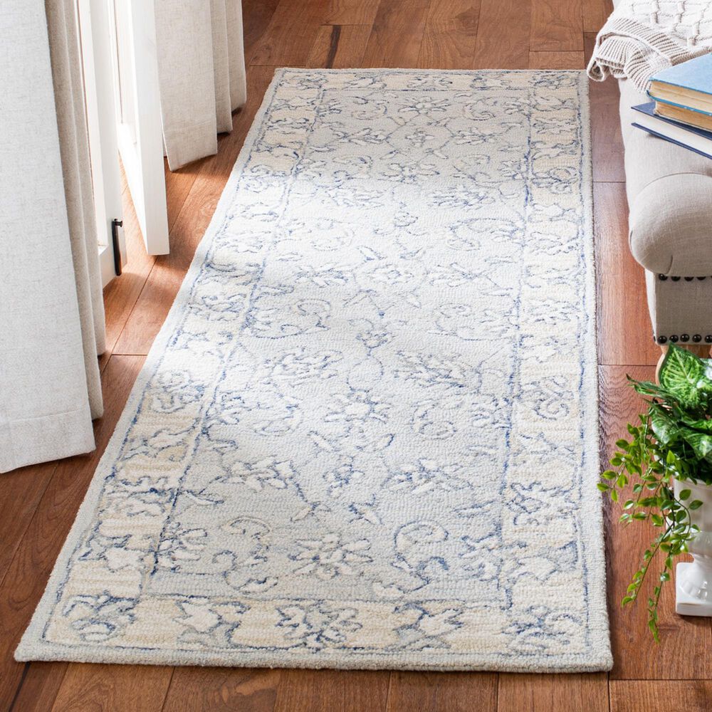 Safavieh Micro-Loop 2&#39;3&quot; x 11&#39; Blue and Beige Runner, , large