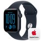Apple Watch SE 3 (GPS) 40mm Midnight Aluminum Case with Navy Blue Sport Band - M/L and 2-Year AppleCare+, , large