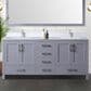 Lexora Home Jacques 72" Double Bathroom Vanity in Dark Grey with 2 cm White Quartz Top and Rectangular Sinks, , large
