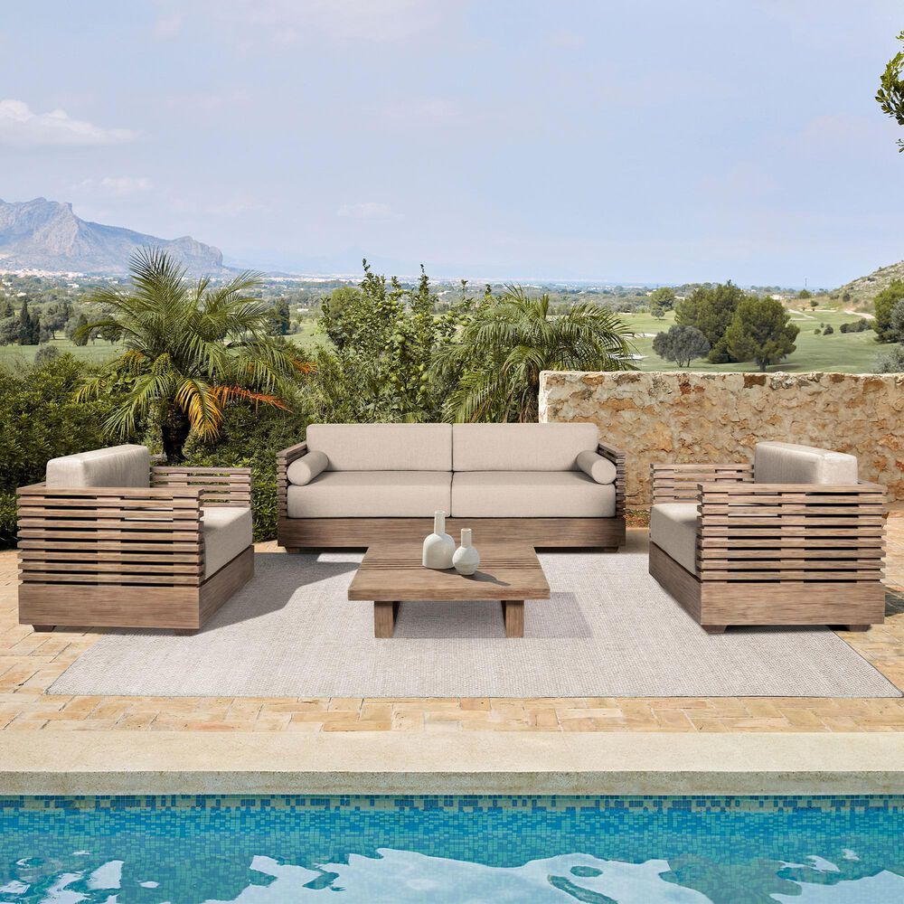 Armen Living Vivid 4-Piece Patio Conversation Set in Eucalyptus/Taupe, , large