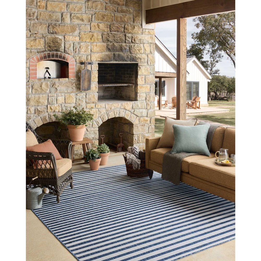 Loloi Easton Denim and Ivory 5&#39;3&quot; x 7&#39;6&quot; Indoor/Outdoor Area Rug, , large