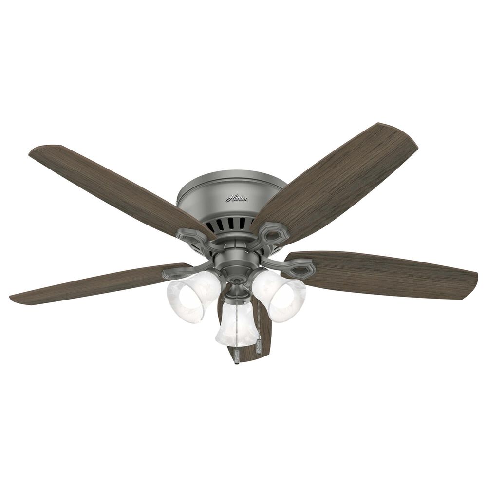 Hunter Builder Low Profile 52&quot; Ceiling Fan with Lights in Matte Silver, , large