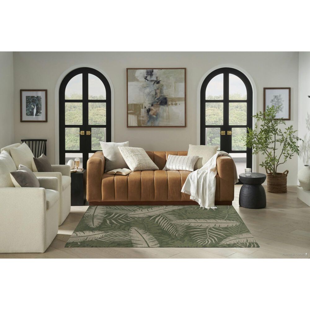 Nourison Garden Oasis GOA02 Green and Ivory 5&#39; x 7&#39; Indoor/Outdoor Area Rug, , large