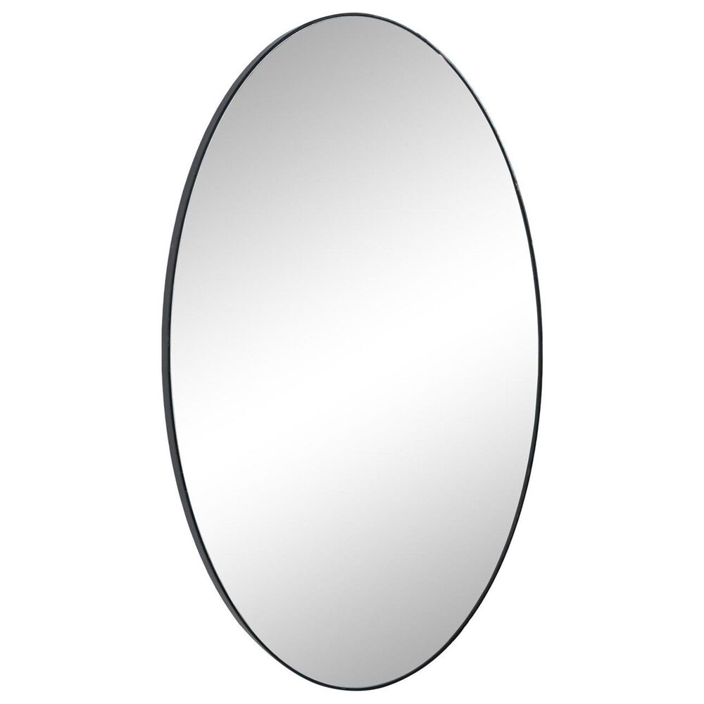 Maple and Jade 40" x 24" Oval Wall Mirror with Thin Minimalistic Frame in Black, , large