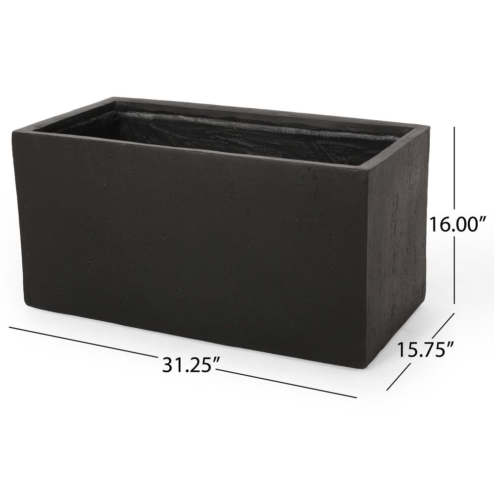 Hearth and Haven Outdoor Rectangular Planter Box in Black, , large