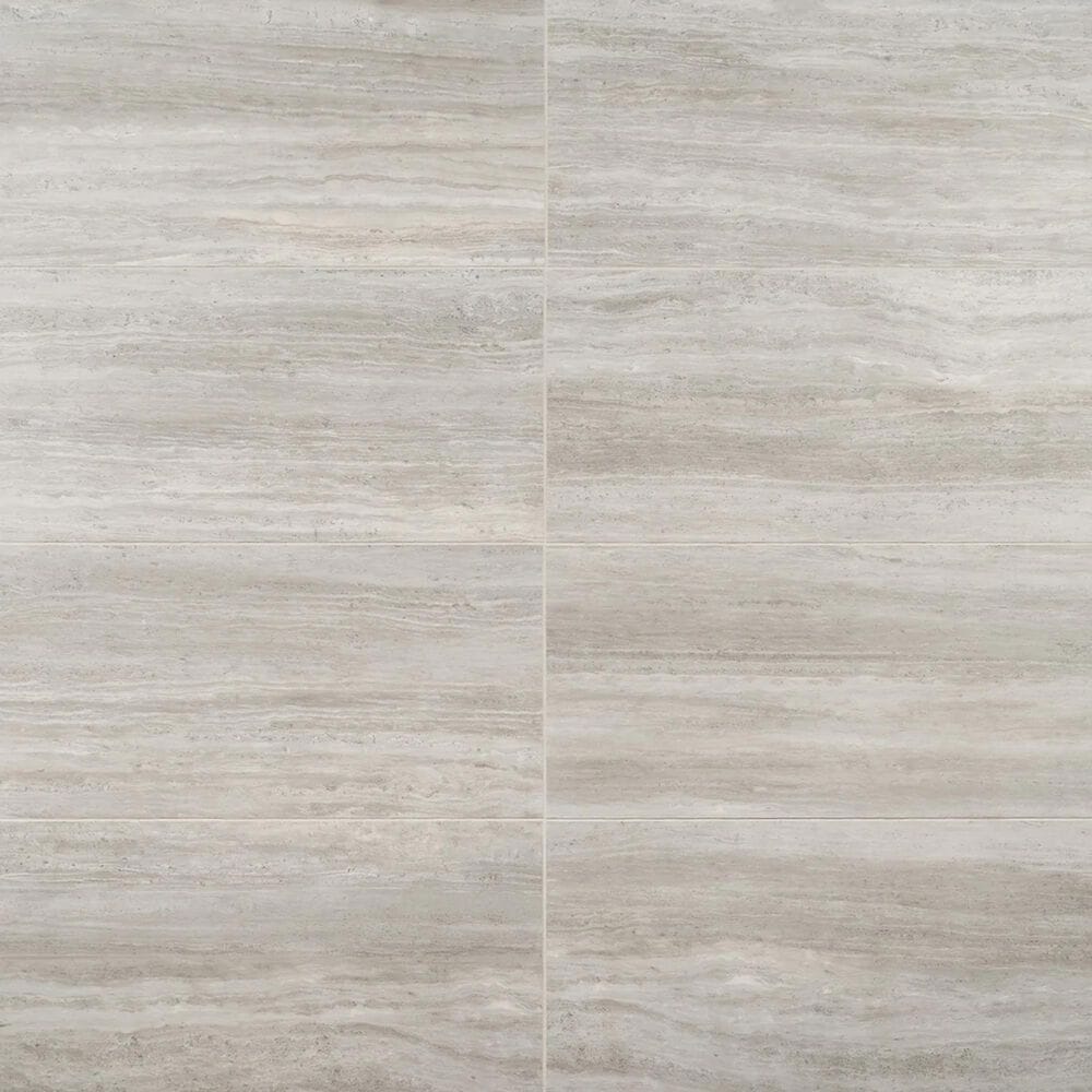 Soho Studio Zenit Grigio Chiaro Gray 12" x 24" Travertine Look Matte Porcelain Tile, , large