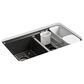 Kohler Riverby 33" Undermount Double Bowl Workstation Kitchen Sink in Black, , large