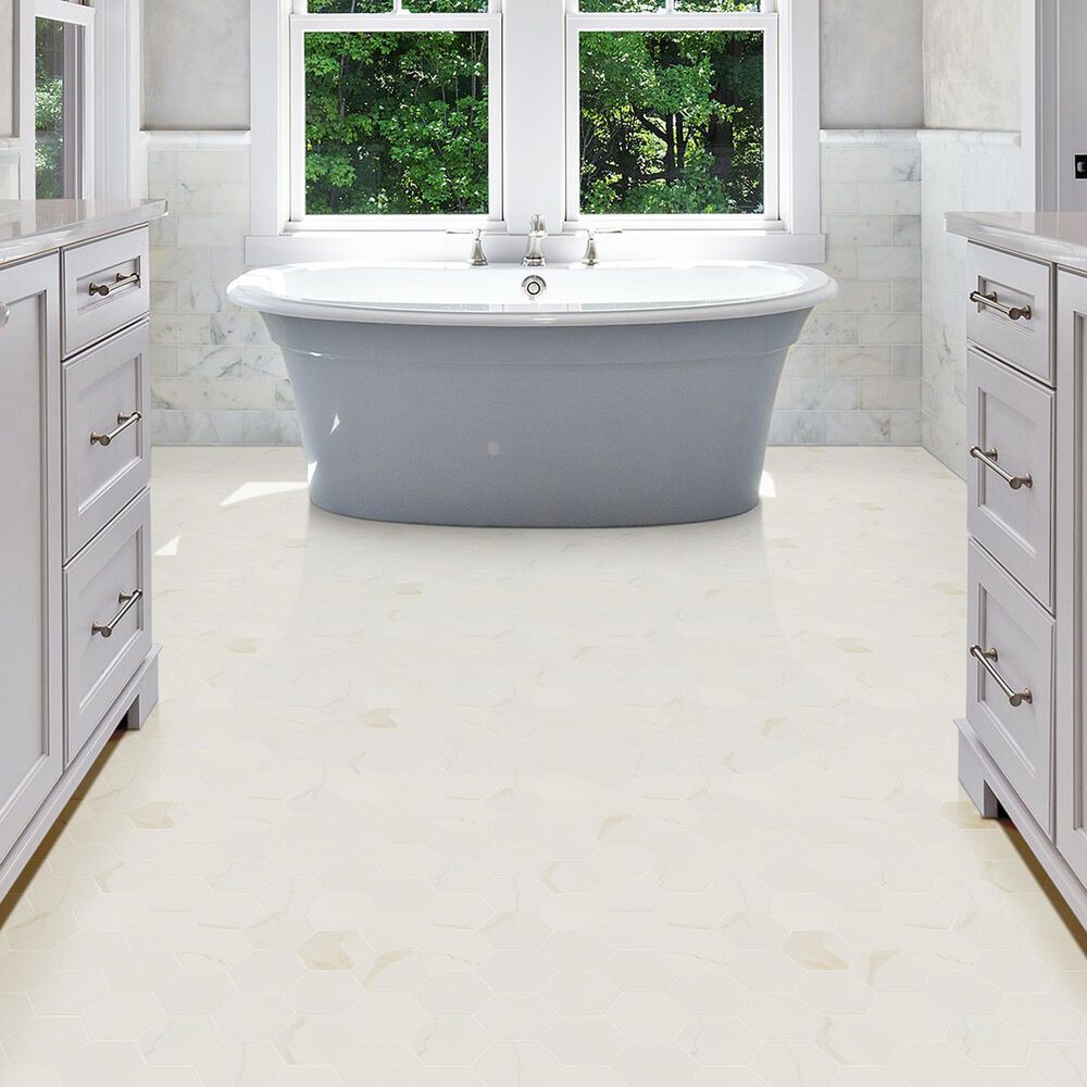 MS International Eden Calacatta 3&quot; x 3&quot; Hexagon on 12&quot; x 12&quot; Porcelain Mosaic Sheet, , large