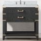 Lexora Home Norwalk 36" Single Bathroom Vanity in Black Oak with White Carrara Marble Top and Rectangle Sink, , large