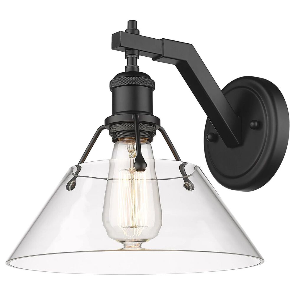 Golden Lighting Orwell 1-Light Wall Sconce with Clear Shade in Matte Black, , large