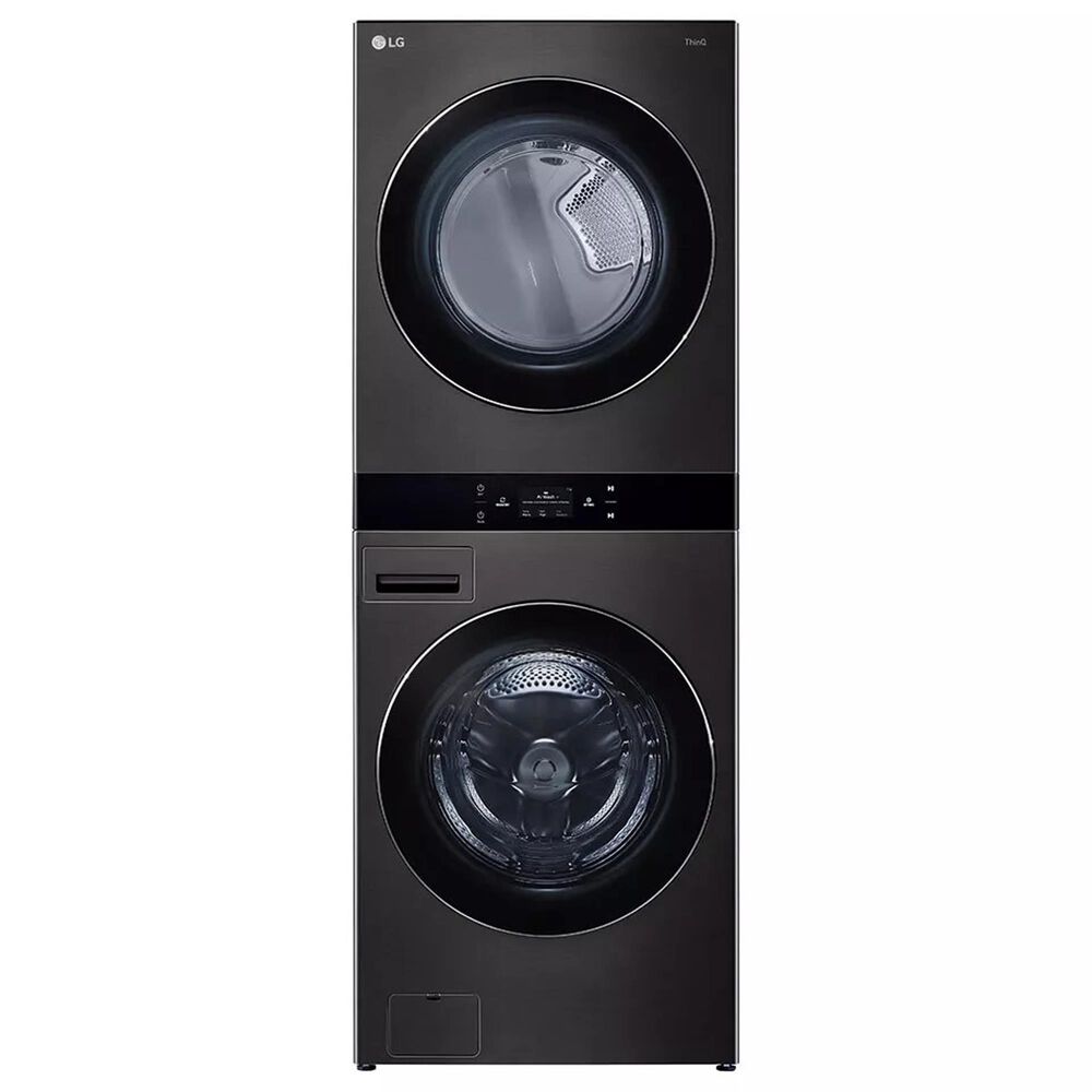 LG WashTower with 5.0 Cu. Ft. Washer, 7.4 Cu. Ft. Gas Dryer and Mirror Steam Clothing Styler in Black Steel, , large