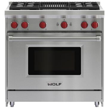 Wolf 36" Professional Gas Range with 4 Burners with Charbroiler, , large