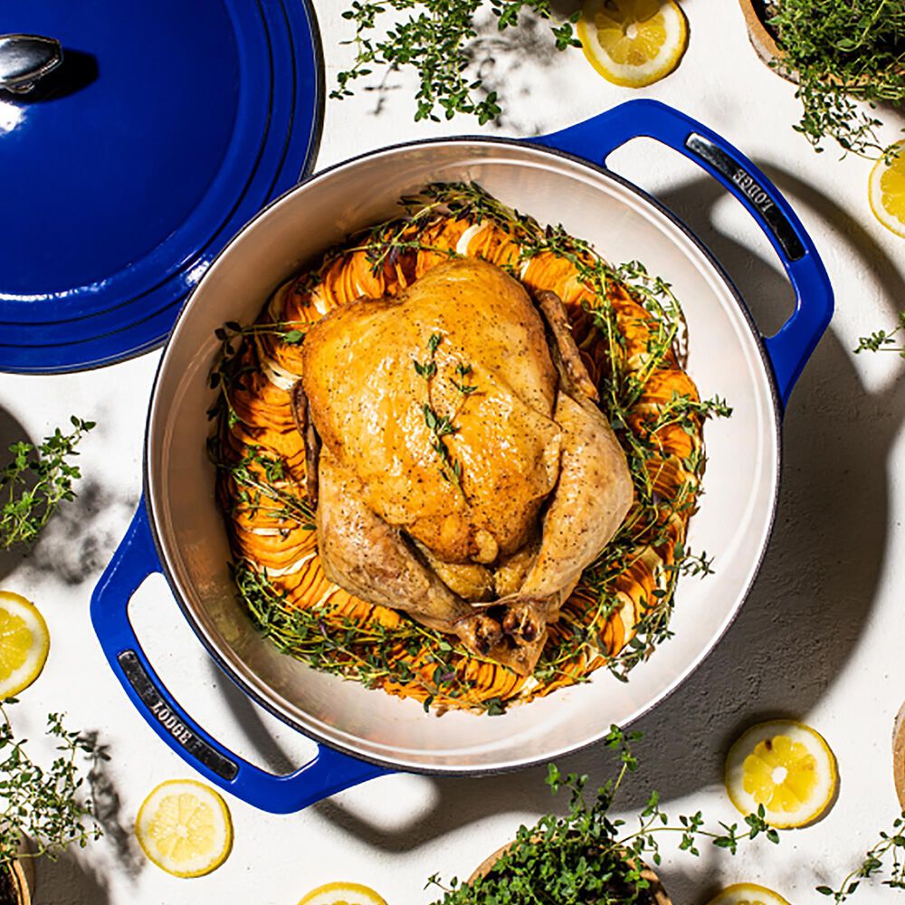 Lodge USA Enamel 7.5 Qt. Cast Iron Dutch Oven in Smooth Sailing, , large