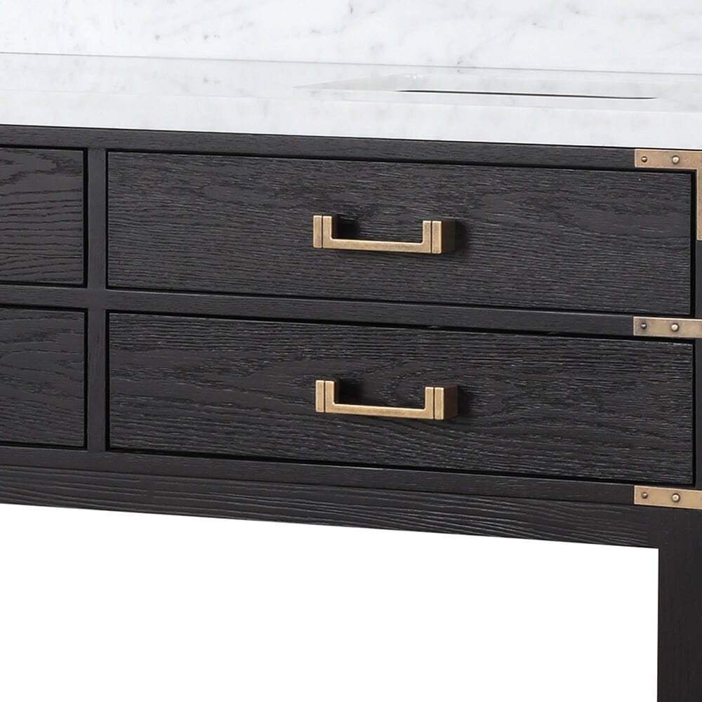 Lexora Home Norwalk 72&quot; Double Bathroom Vanity in Black Oak with White Carrara Marble Top and Rectangular Sinks, , large