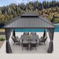 HOMLUX 12-ft x 10-ft Permanent Hardtop Gazebo Gray Gazebo with Hardtop Roof (Screen Included), , large