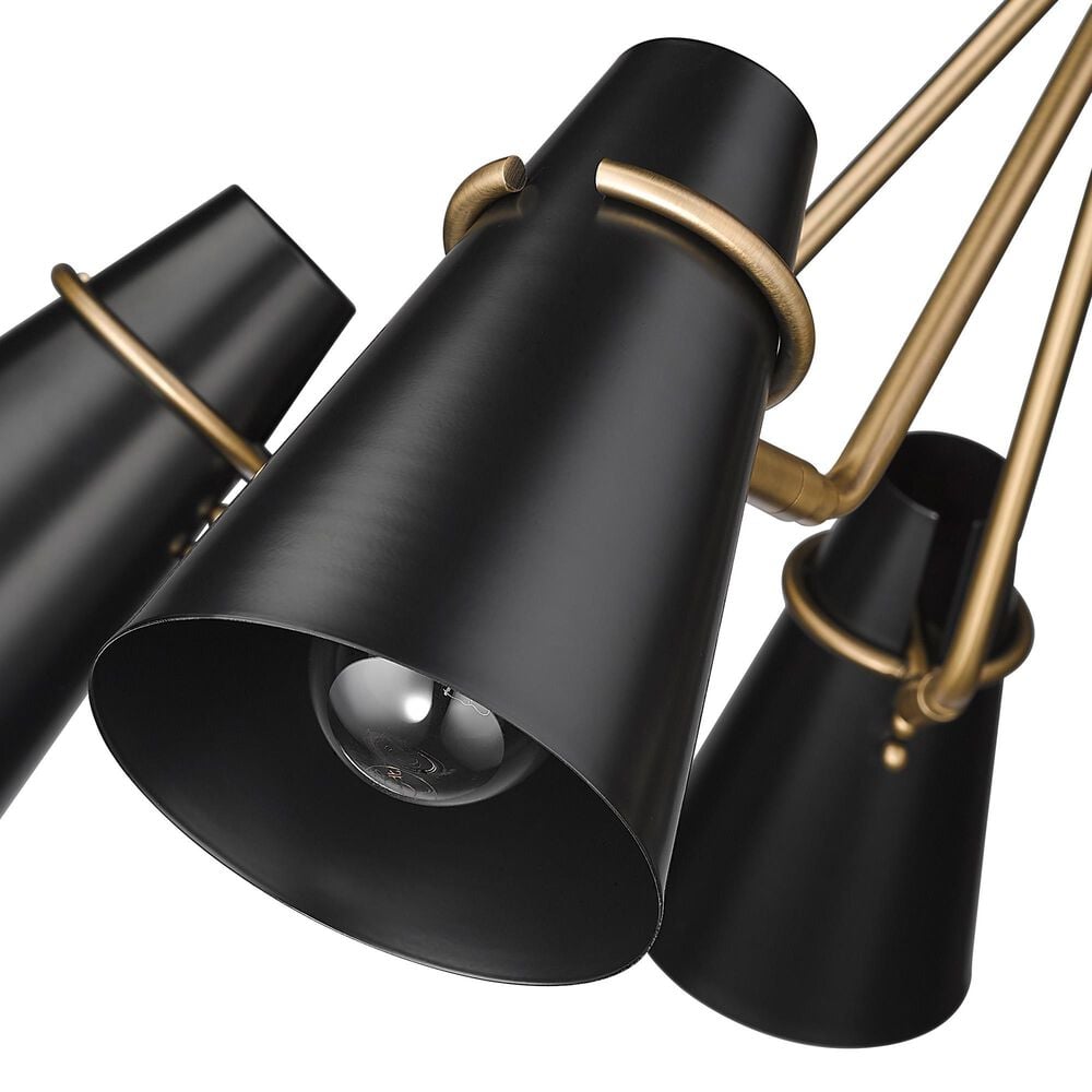 Golden Lighting Reeva 5-Light Chandelier with Black Shade in Modern Brass, , large