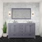 Lexora Home Dukes 60" Double Bathroom Vanity in Dark Grey with White Carrara Marble Top and Rectangular Sinks, , large