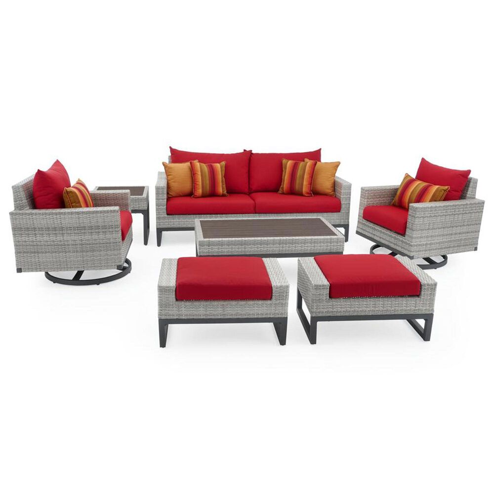 RST Brands Milo 7-Piece Patio Motion Deep Seating Set with Sunset Red Cushion in Gray, , large