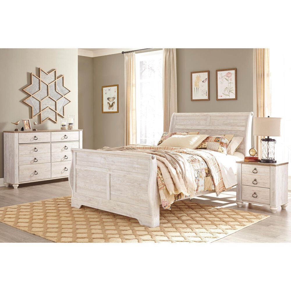 Ashley Willowton Queen Sleigh Bed in Whitewash, , large