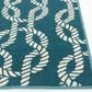 Central Oriental Terrace Tropic Sailors Knot 6"7" x 9"6" Turquoise and Snow Area Rug, , large