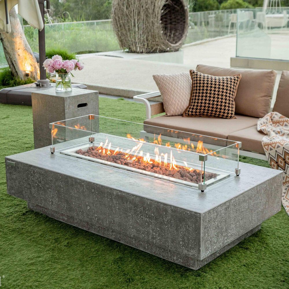 Elementi Fire Hampton Rectangle Natural Gas Fire Table in Gray, , large