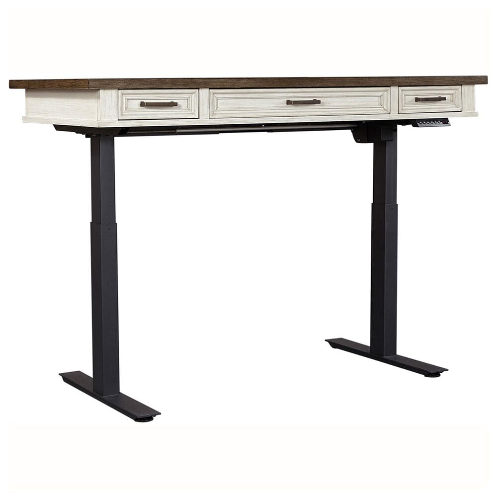 Riva Ridge Caraway 60&quot; Lift Desk in Aged Ivory and Black, , large